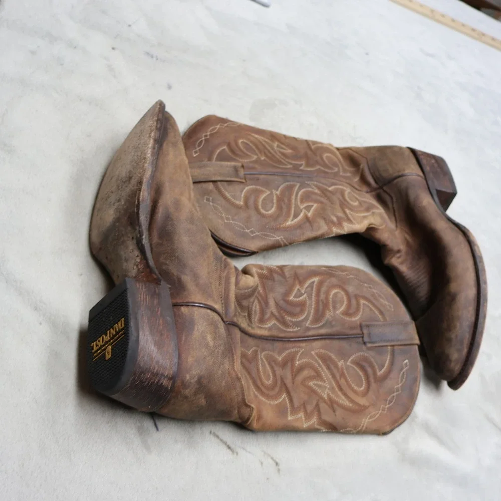Dan Post Men 11D Western Boots Brown Leather Cowboy Embroidered Pull On 2153